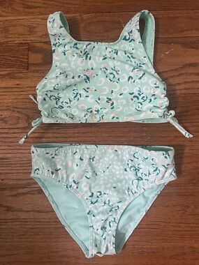 Roxy Girls' Mint Leopard Print Two-Piece Swim Set 8